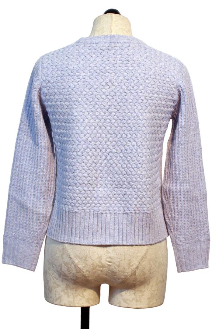 back view of Blue Mist Marlene Textured Crewneck Sweater by Alashan Cashmere