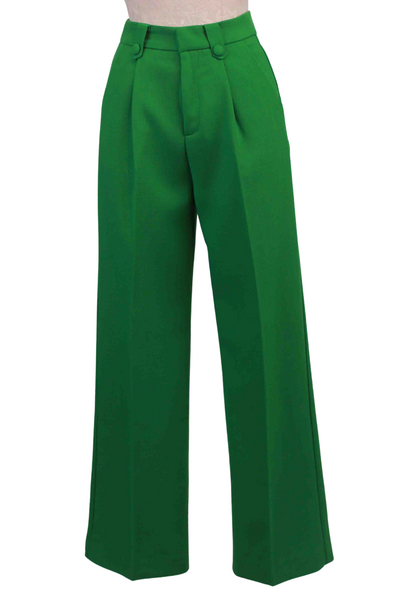 Green Pleated Front Marly Pant by Grace and Mila