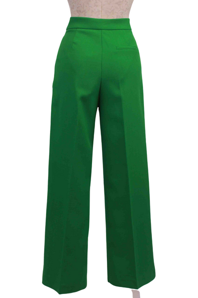 back view of Green Pleated Front Marly Pant by Grace and Mila