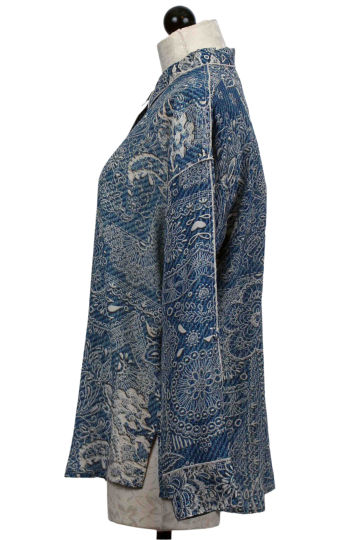 side view of Denim Print Martijn Shirt by Johnny Was