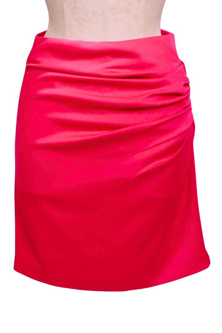 Hot Pink Ruched Side Mika Satin Skirt by Generation Love