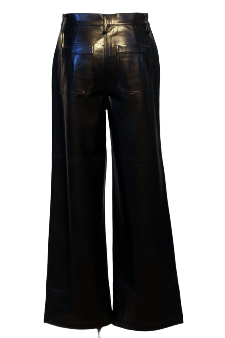 back view of Raven colored The Mischa Super Hi Rise Wide Leg Ankle Pant by Favorite Daughter