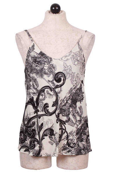 Black and Ivory Molly Toile Cami Top by Scandal Italy