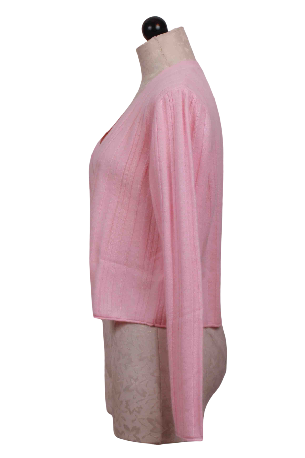 side view of Candy Floss Cashmere Montana Cardi by Crush.