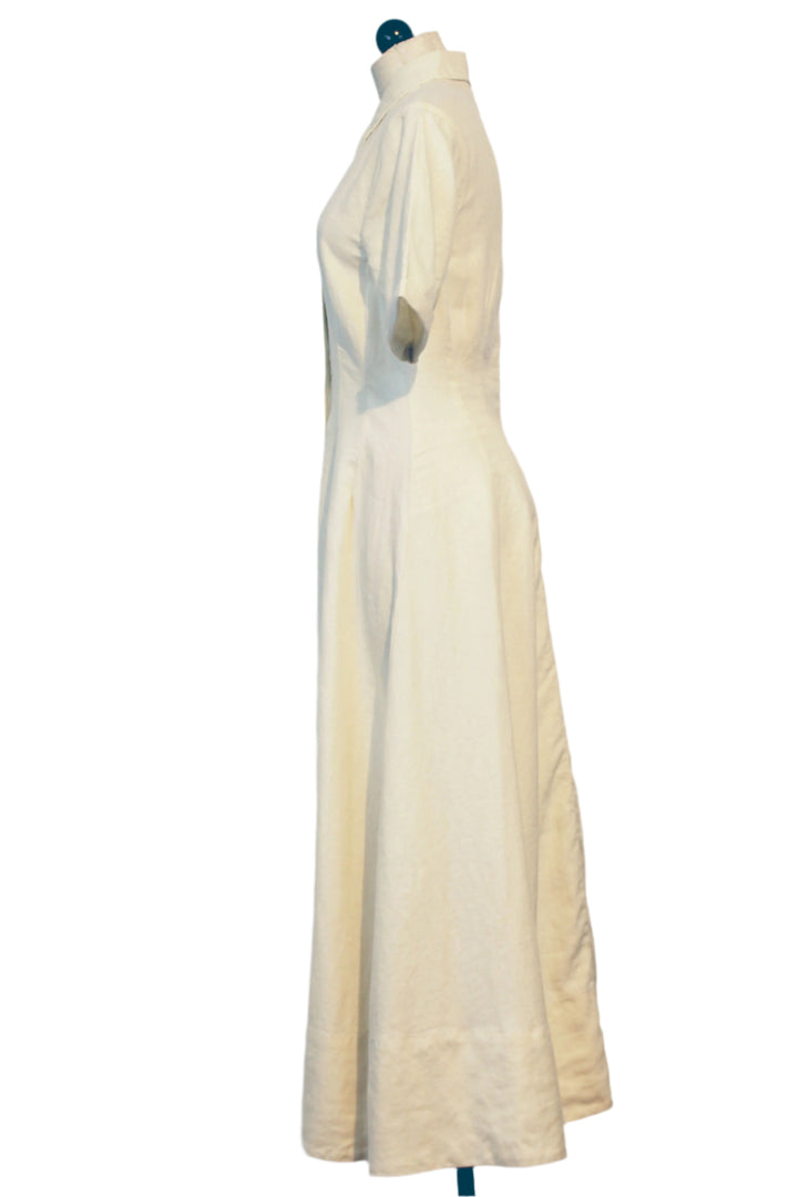 side view of Flax colored Montauk Midi Dress by DL1961 