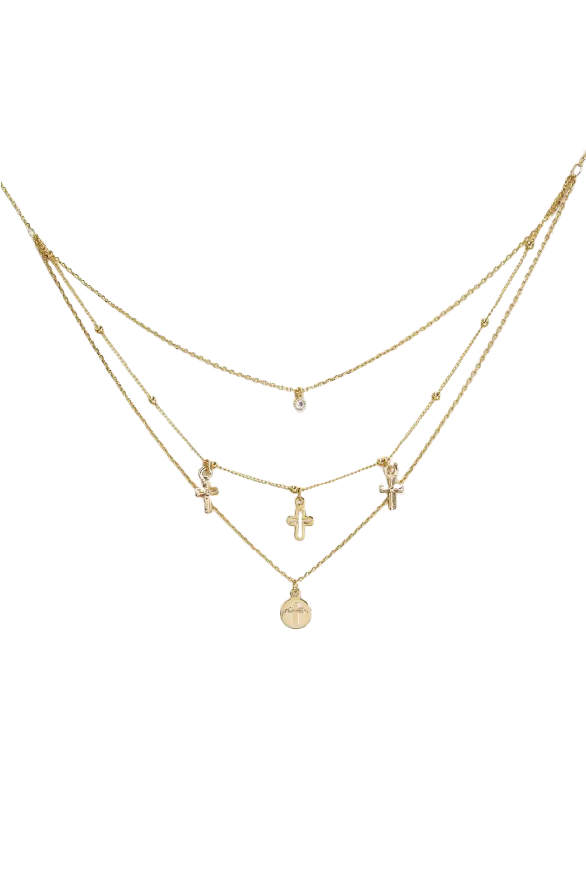 Pray It Forward 18K Gold Plated Layered Cross Necklace By Ettika