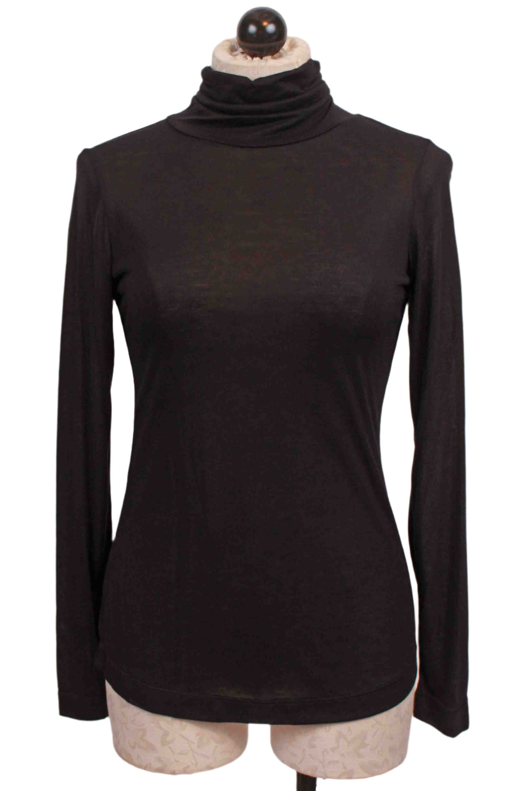 Black Modal Jersey Long Sleeve Turtleneck Top by Nally and Millie