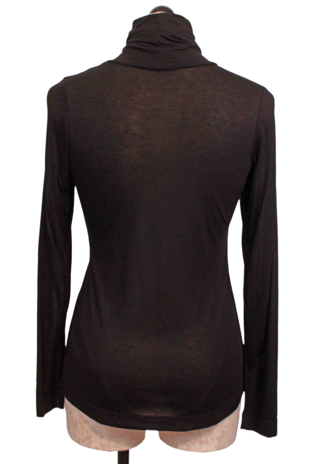 back view of Black Modal Jersey Long Sleeve Turtleneck Top by Nally and Millie