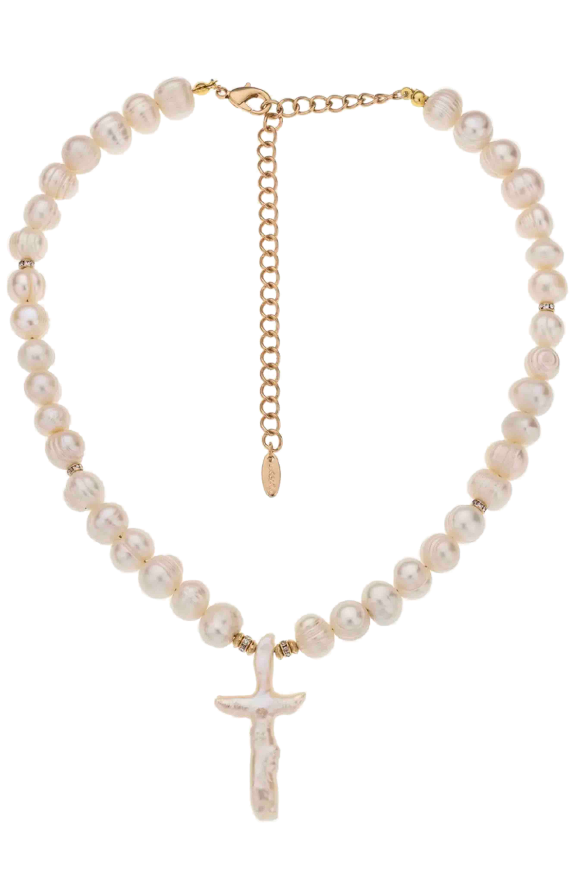 Organic Pearl Cross Necklace by Ettika