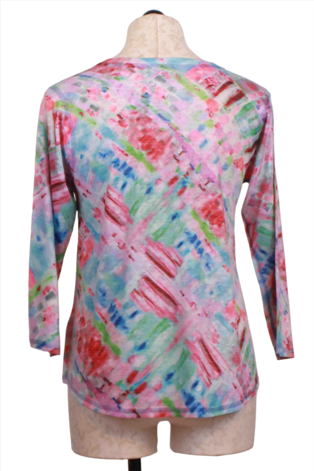 back view of Long Sleeve Watercolor Print Top with Contrast Stitching by Nally &amp; Millie