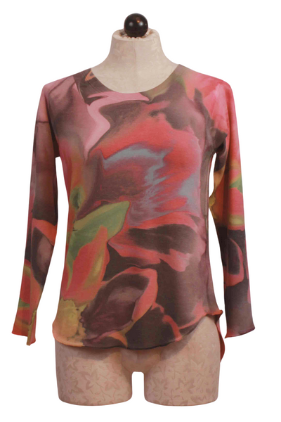 Curved Hem Digital Floral Top by Nally and Millie