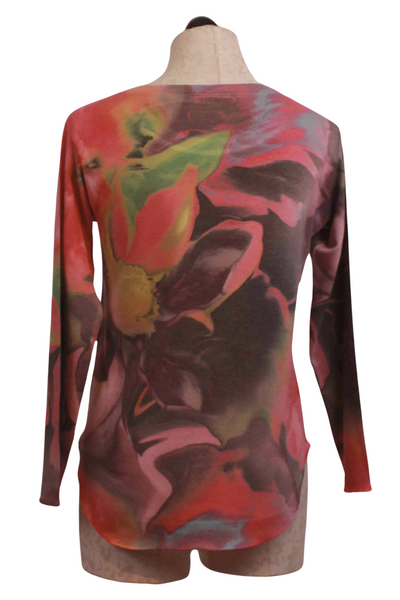 back view of Curved Hem Digital Floral Top by Nally and Millie