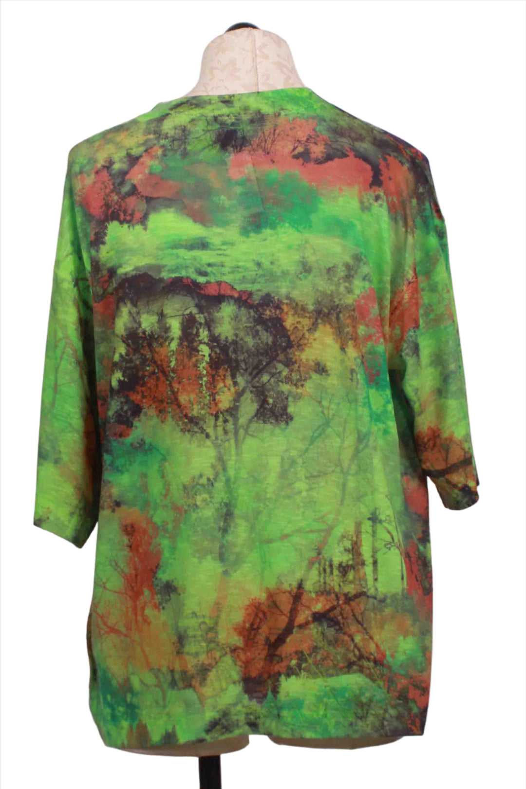 back view of Oversized Watercolor Tree Print Top by Nally and Millie