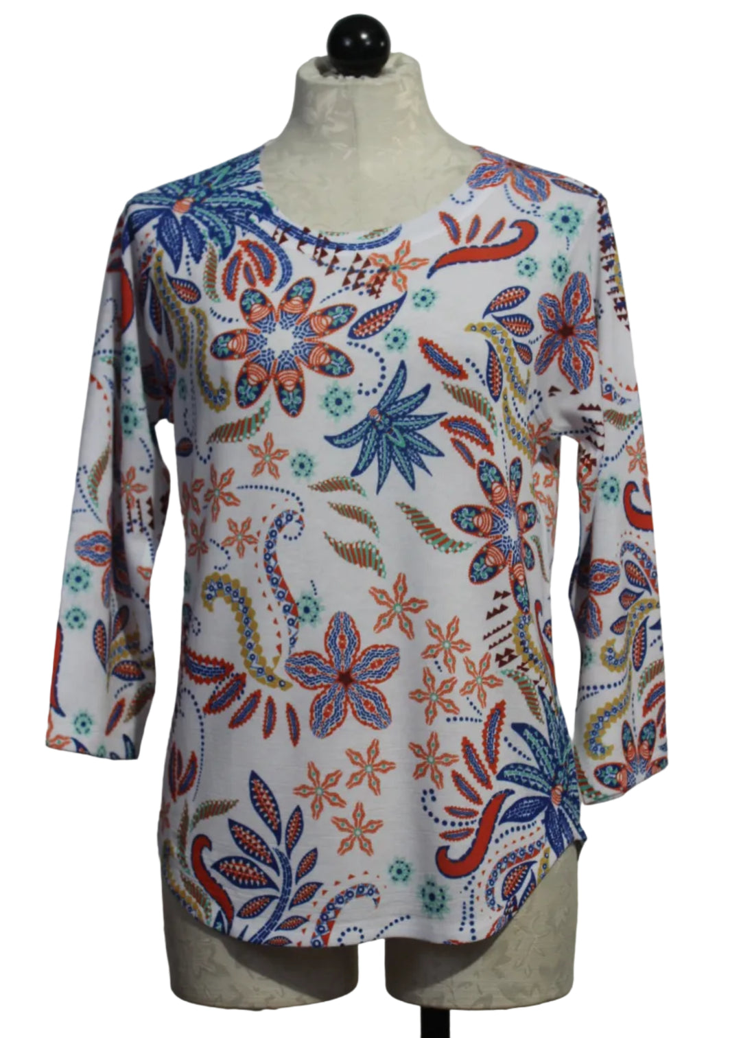 3/4 Sleeve Multicolored Floral Top by Nally and Millie