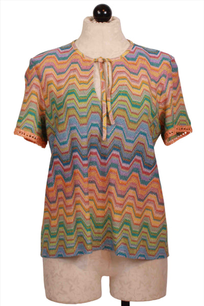 Multi-Colored Wavy Patterned Niloo Top by Valerie Khalfon