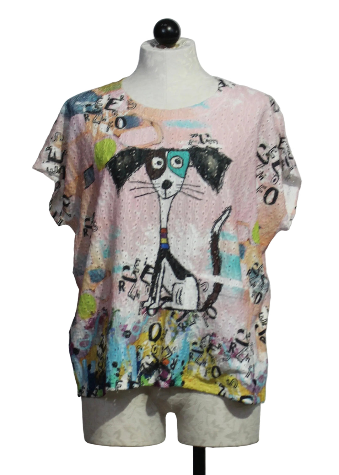 Piper "the Dog" Short Sleeve A-Line Hi Lo Top by Inoah