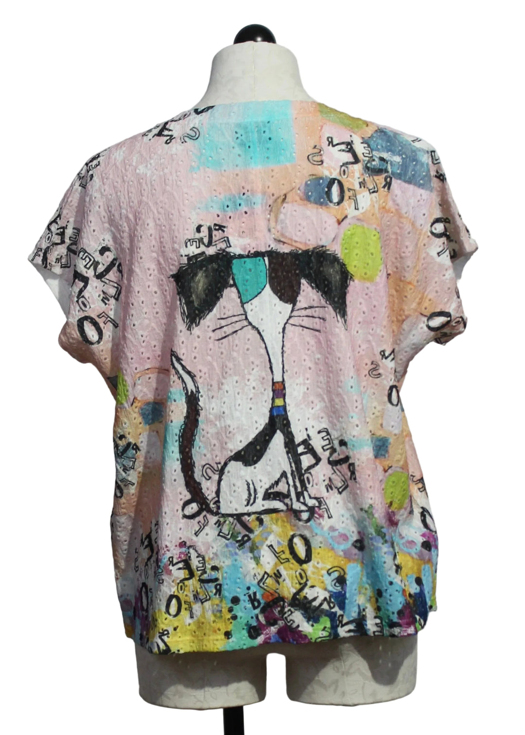 back view of Piper "the Dog" Short Sleeve A-Line Hi Lo Top by Inoah