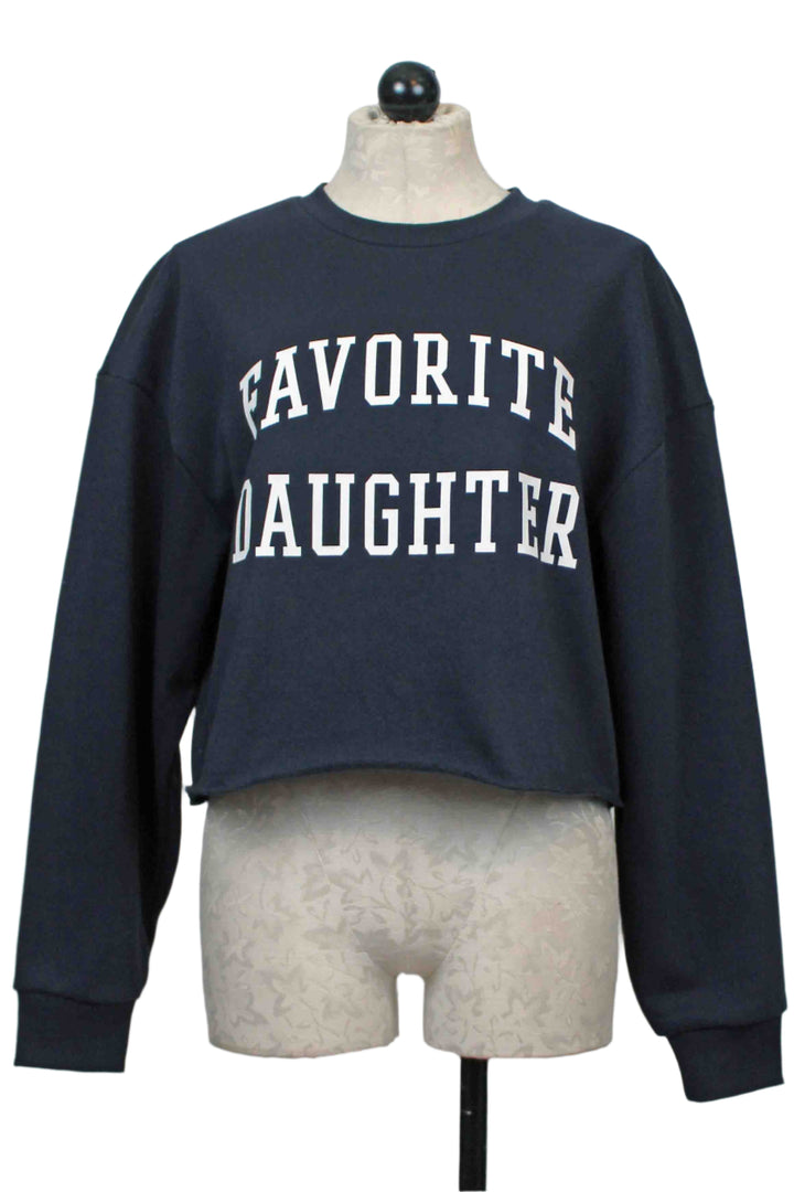 Navy with White Cropped Collegiate Sweatshirt by Favorite Daughter