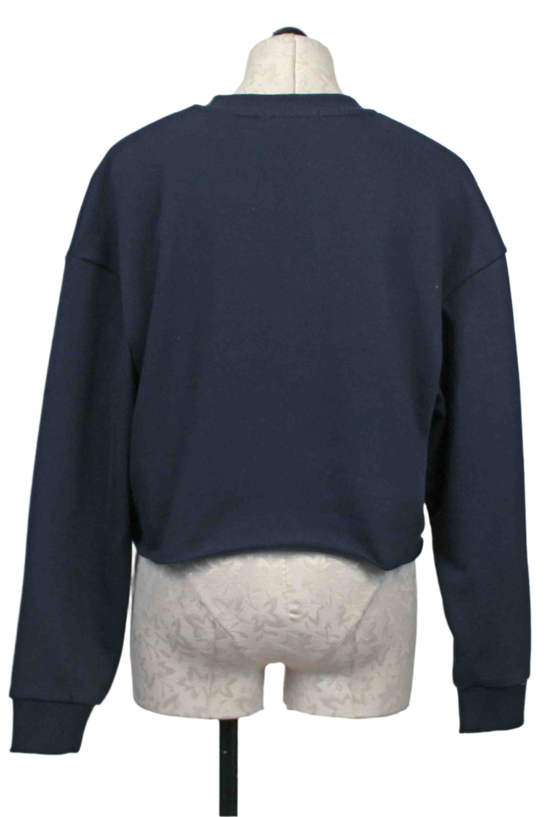 back view of Navy with White Cropped Collegiate Sweatshirt by Favorite Daughter