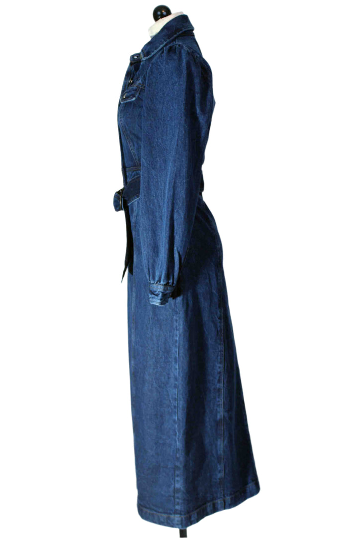 side view of Naya Belted Denim Midi Dress by Cleobella