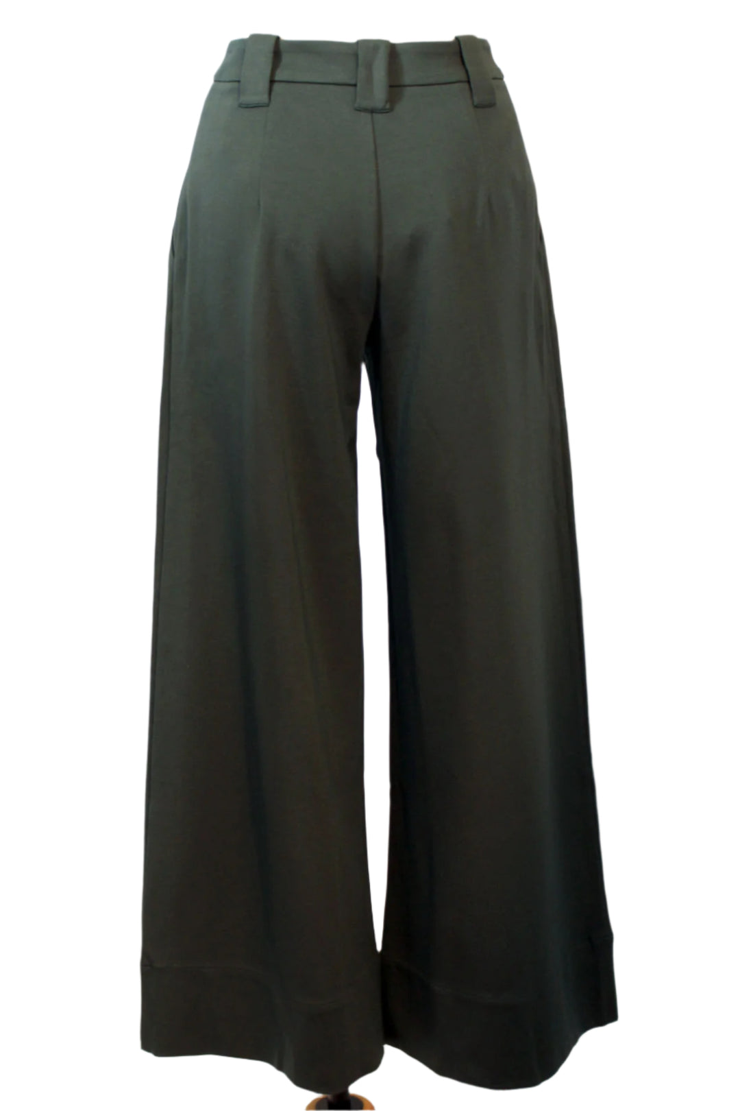 back view of Dark Green Ankle-length Palazzo Nia Trouser by SKFK