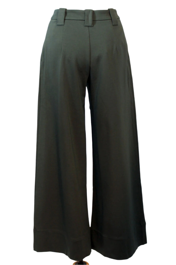 back view of Dark Green Ankle-length Palazzo Nia Trouser by SKFK