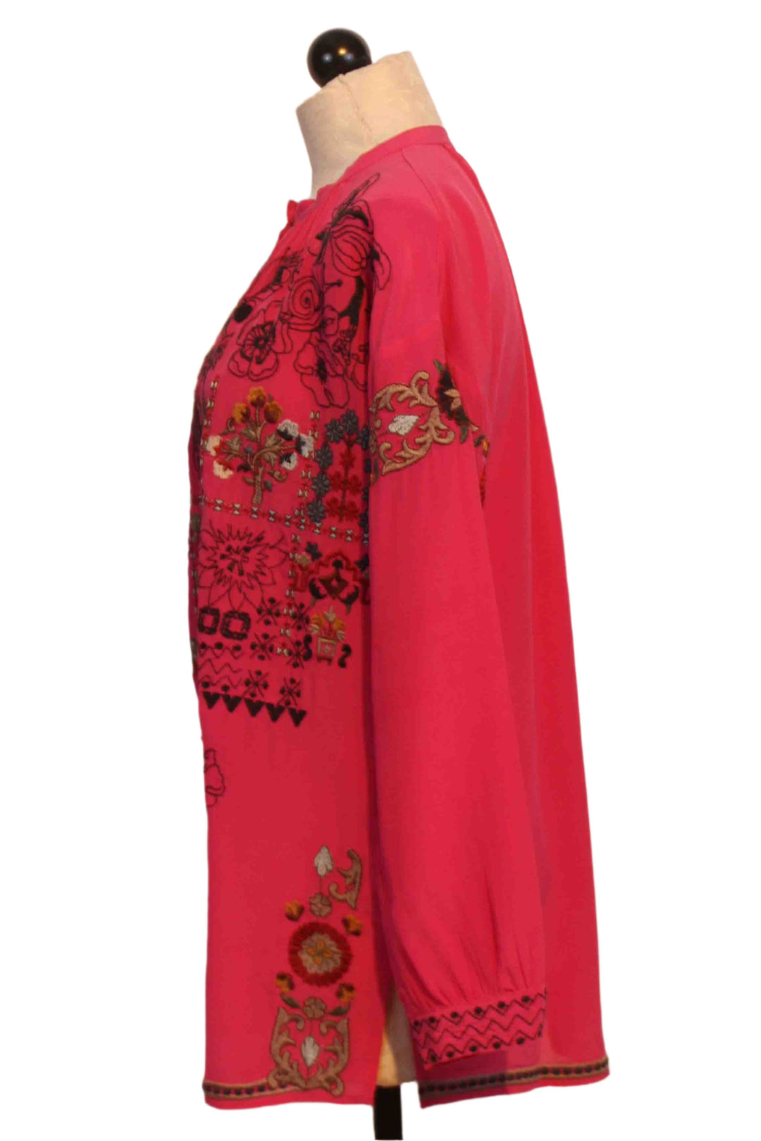 side view of Rose Violet Embroidered Niccola Tunic by Johnny Was