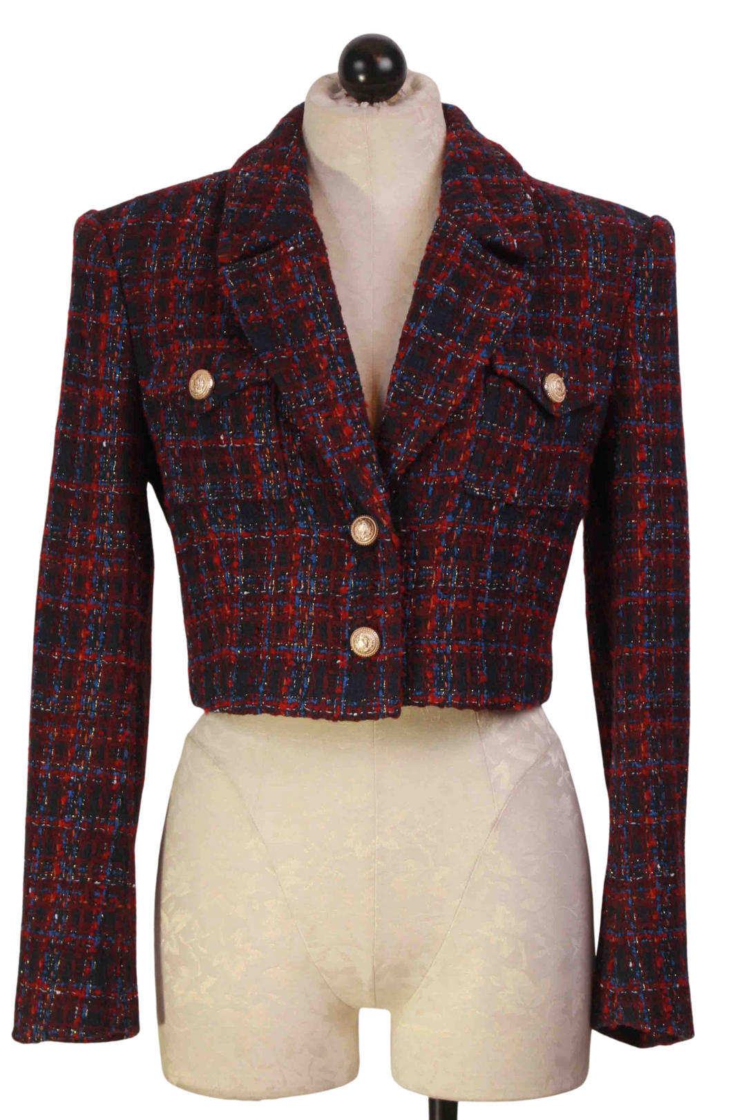 Navy/Merlot Norah Tweed Blazer by Generation Love