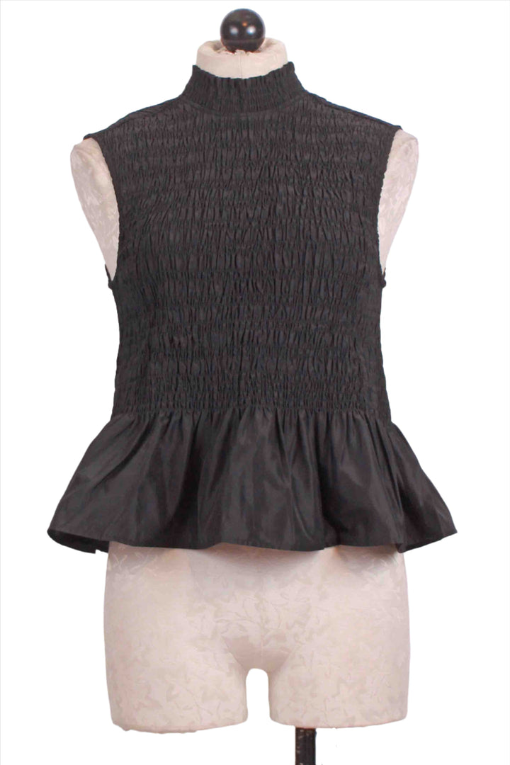 Black Sleeveless Smocked Odie Top by Marie Oliver