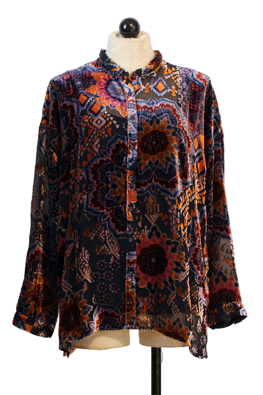 The Oversized Audrey Shirt by Johnny Was in the Sisi Burnout Print 
