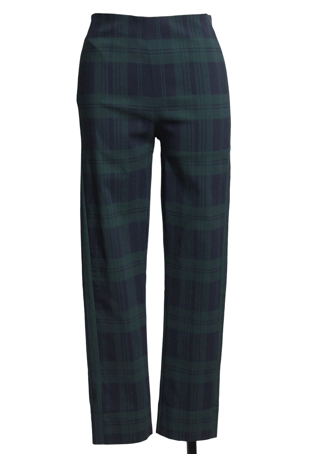 Navy Green Plaid Black Watch Plaid Gripeless Pull-On Pant by Gretchen Scott 