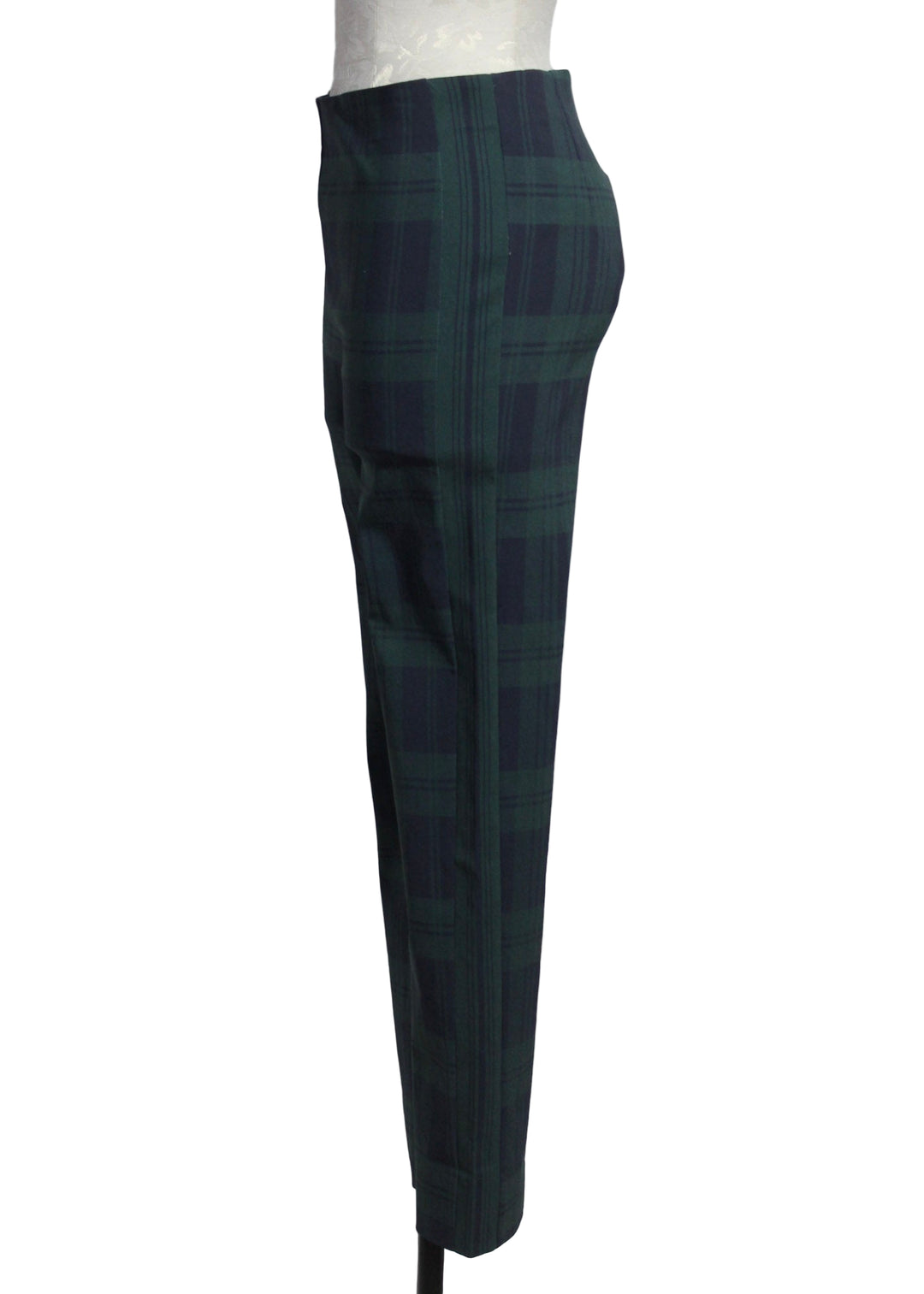 side view of Navy Green Plaid Black Watch Plaid Gripeless Pull-On Pant by Gretchen Scott 