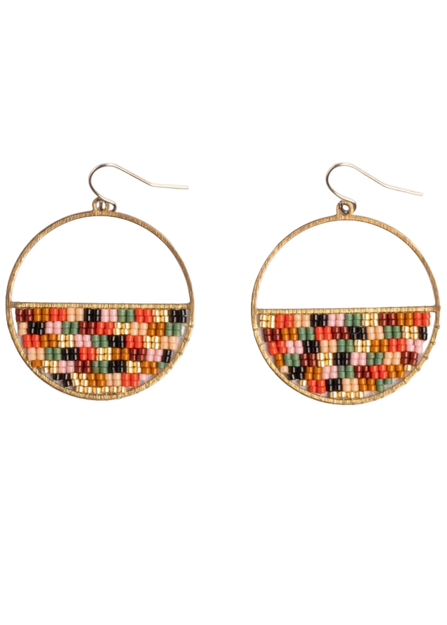 Sweet Escape colored Beaded Handwoven Patch Circle Earrings by Mayana Designs Co