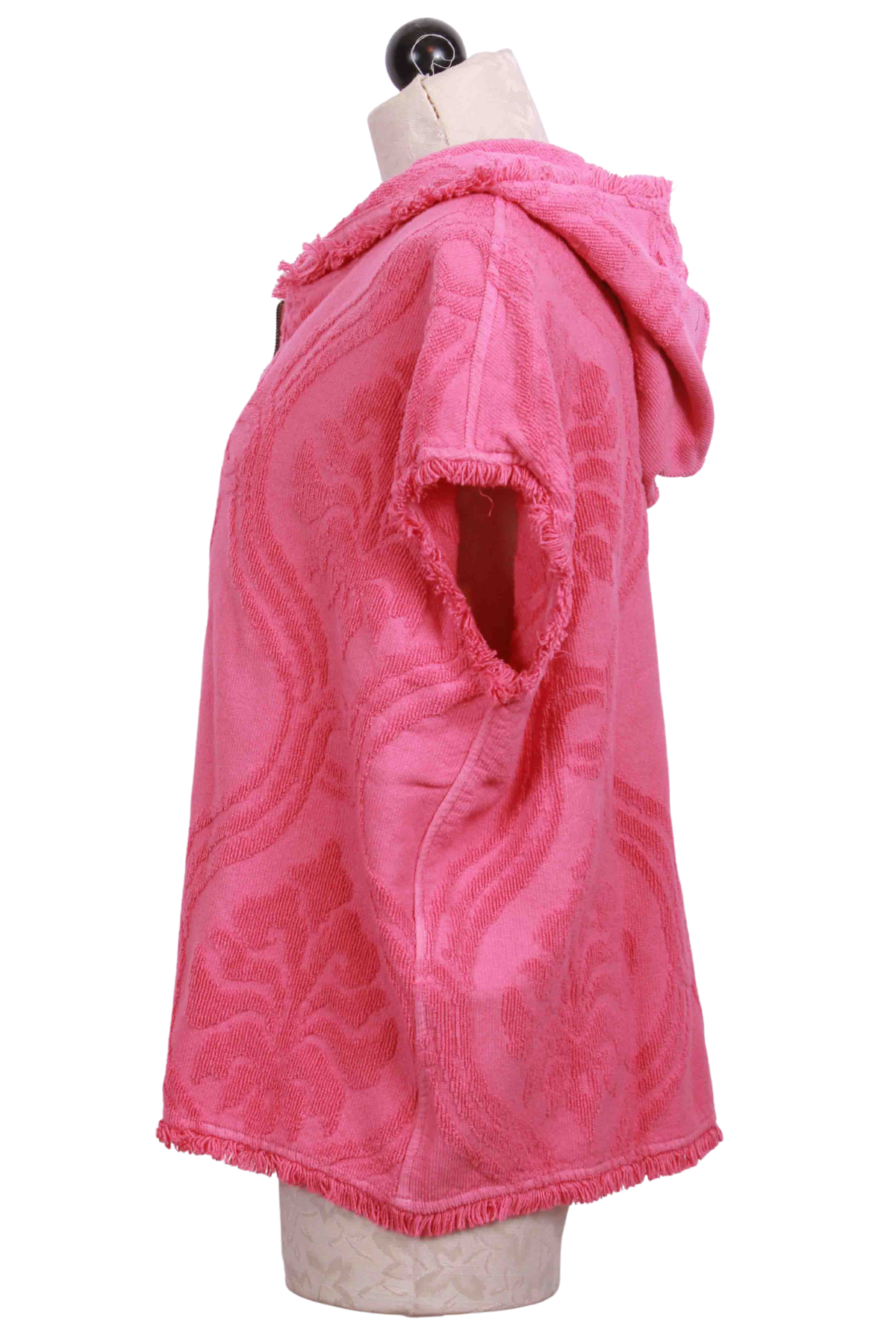 side view of Pink Terry Zoisitis Sleeveless Terry Cloth Blouse by Devotion Twins