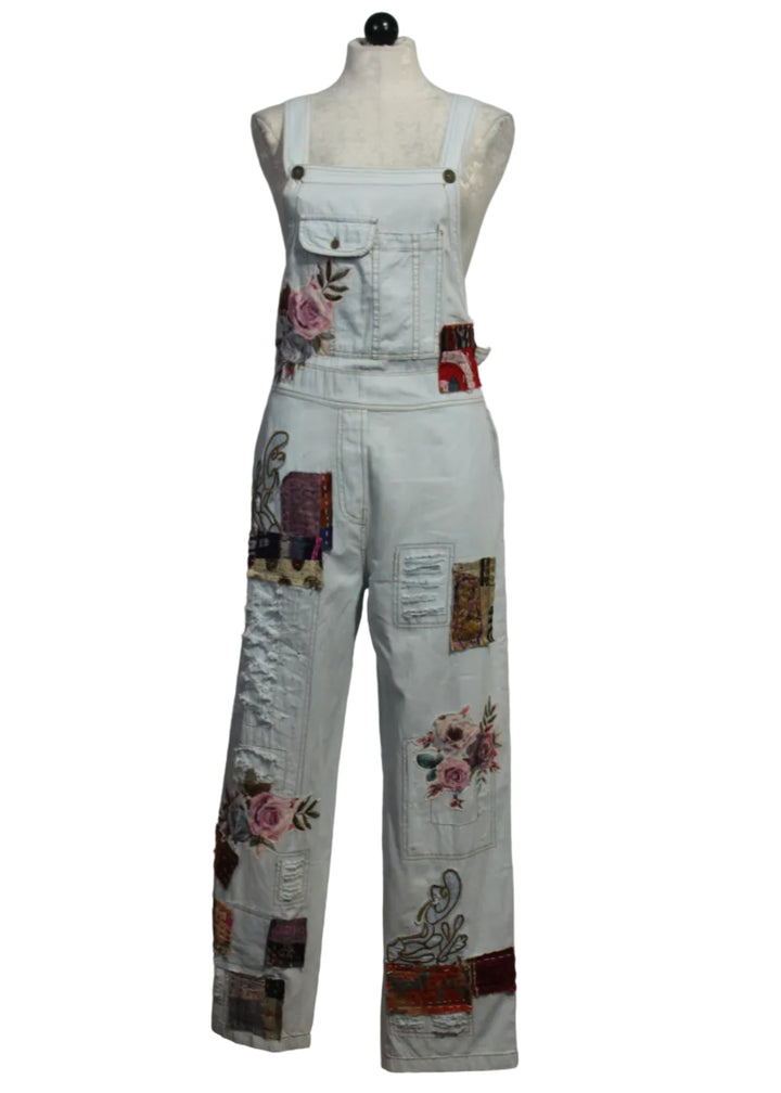 Blue Denim Patchwork Overalls by Paper Lace