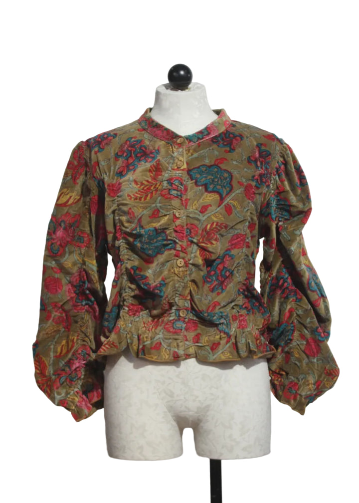 Floral Print Velvet Bomber Jacket by Paperlace