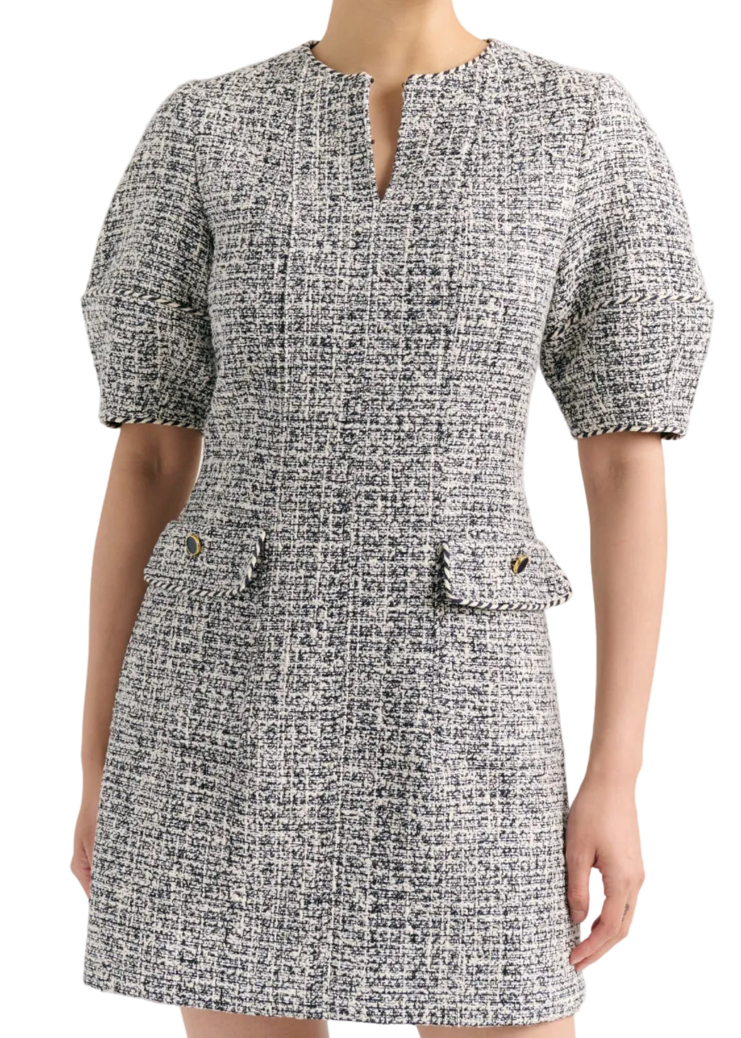 Short Sleeve Multicolored Tweed Petra Mini Dress by Cartolina