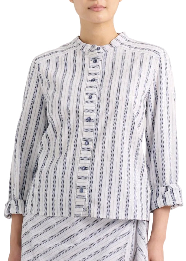 Rosalie Coastal Indigo Stripe Blouse by Cartolina