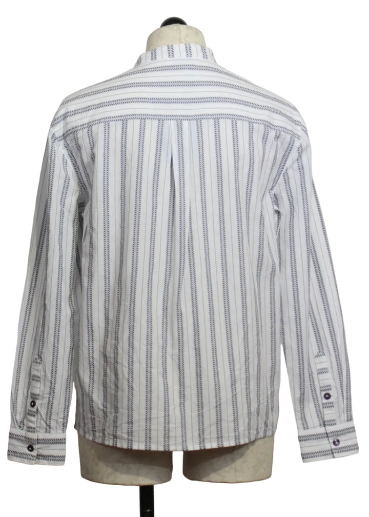 back view of Rosalie Coastal Indigo Stripe Blouse by Cartolina