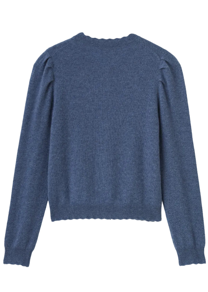 back view of the Lucy Long Sleeve Cardigan in Gallery Blue