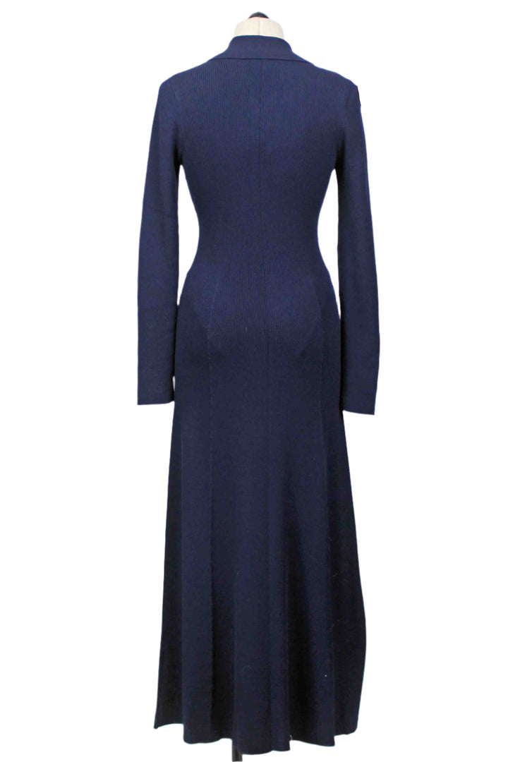 back view of Navy Ribbed Knit Petina Sweater Dress by Generation Love with Gold Buttons