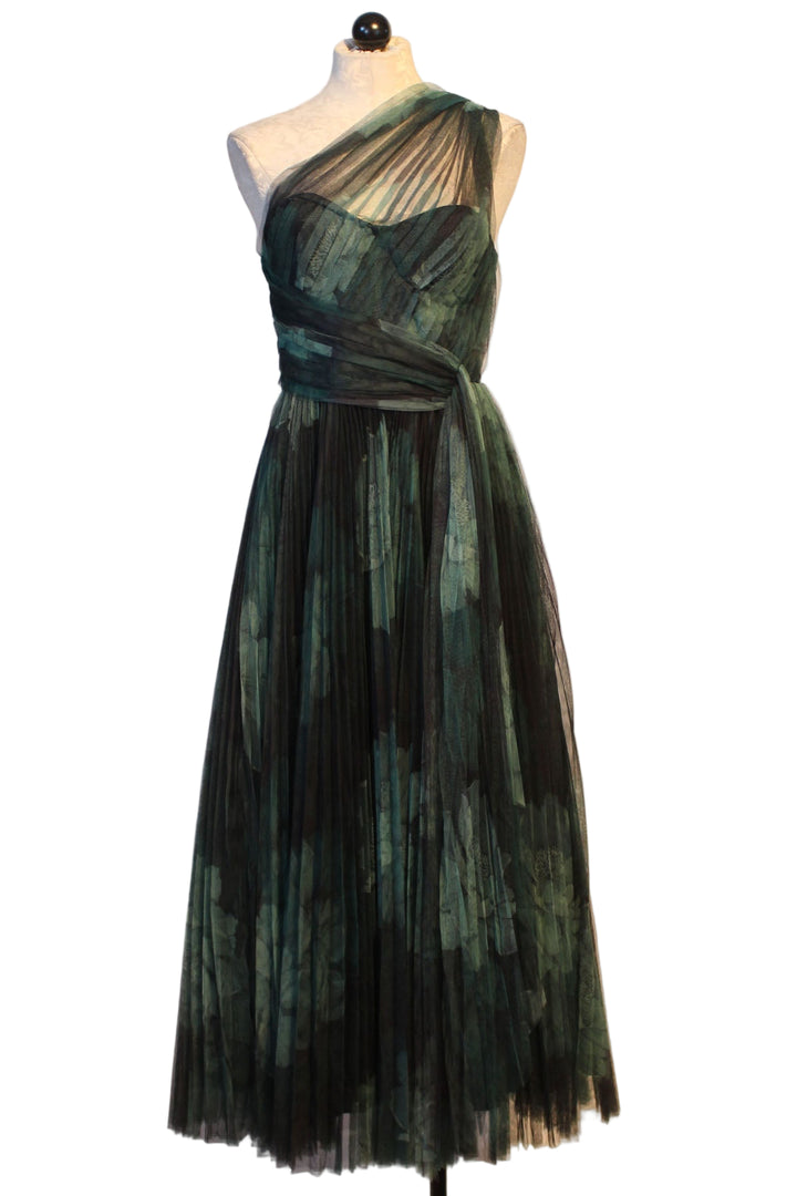 The Philippa Gown by Hutch in the Forest Tonal Sketched Floral print tulle fabric