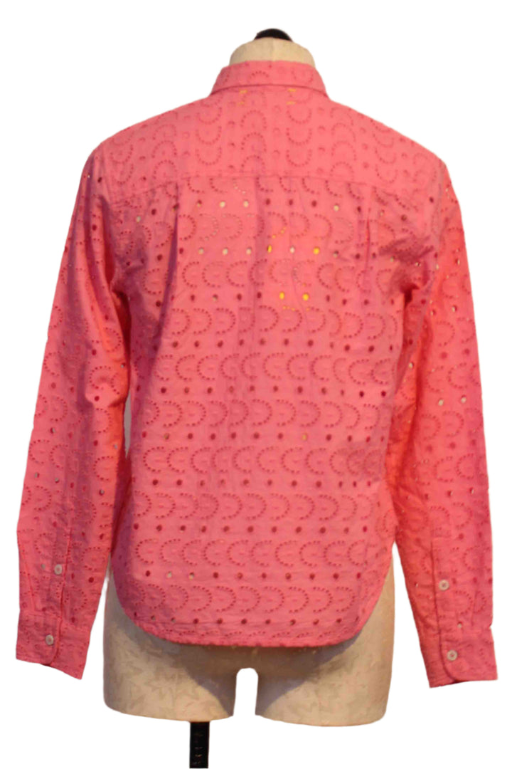 back view of Pia Eyelet Shirt in the color Neon Pink by Kerri Rosenthal