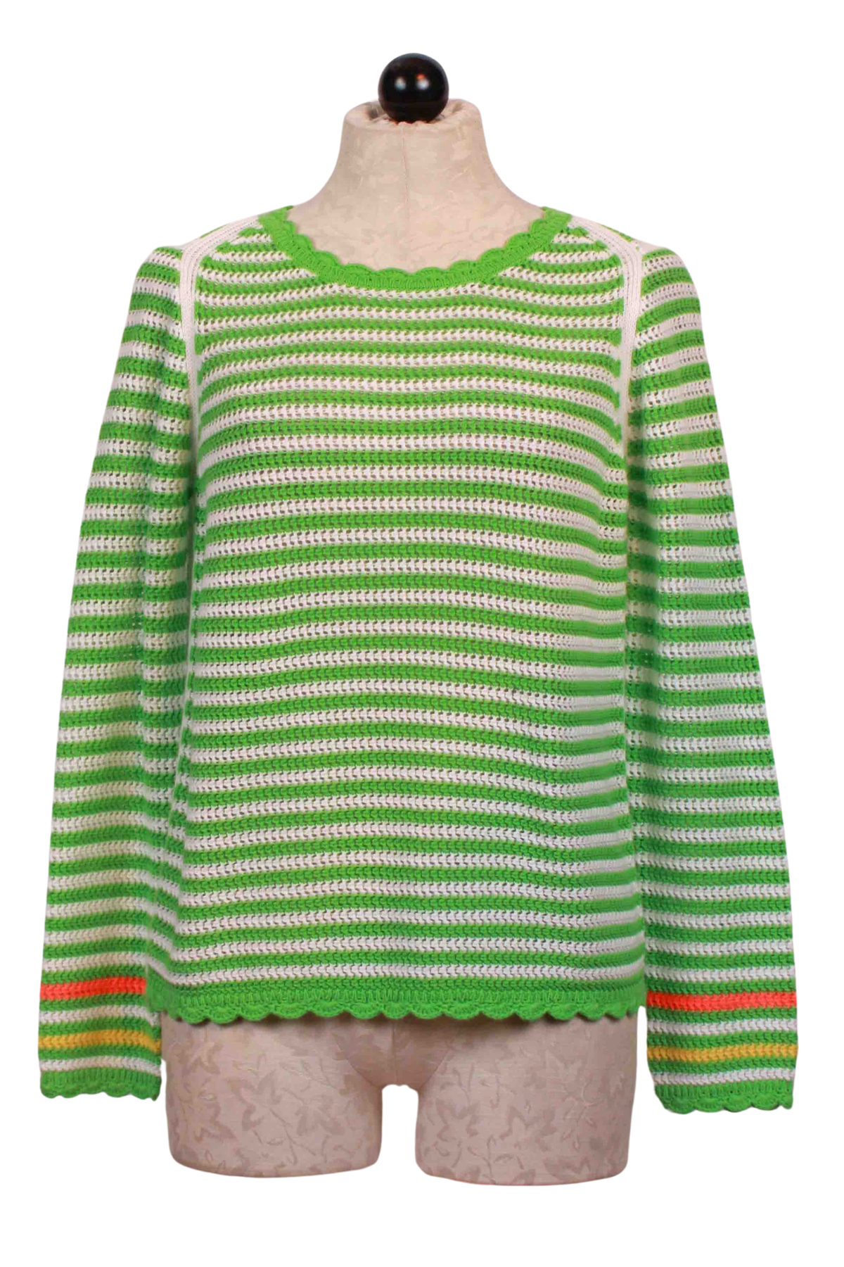 Lime Crush and White Striped Pitch Perfect Sweater by Lisa Todd