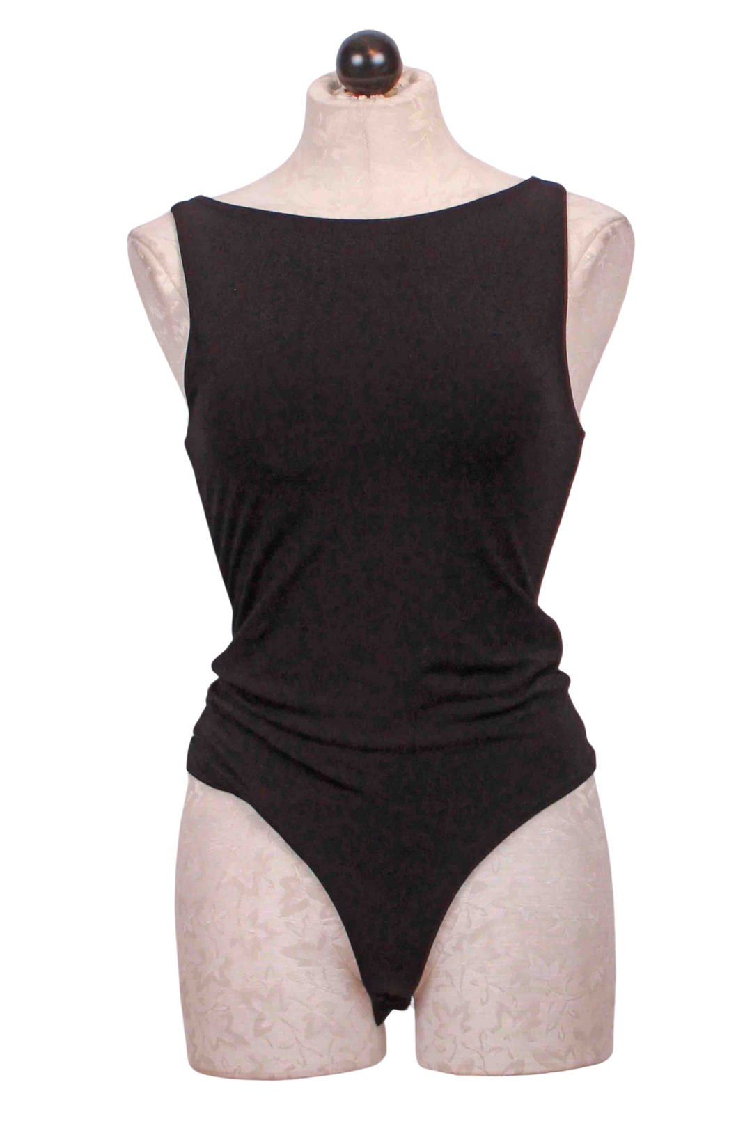 Black Sleeveless Plage Bodysuit by Rue Sophie 