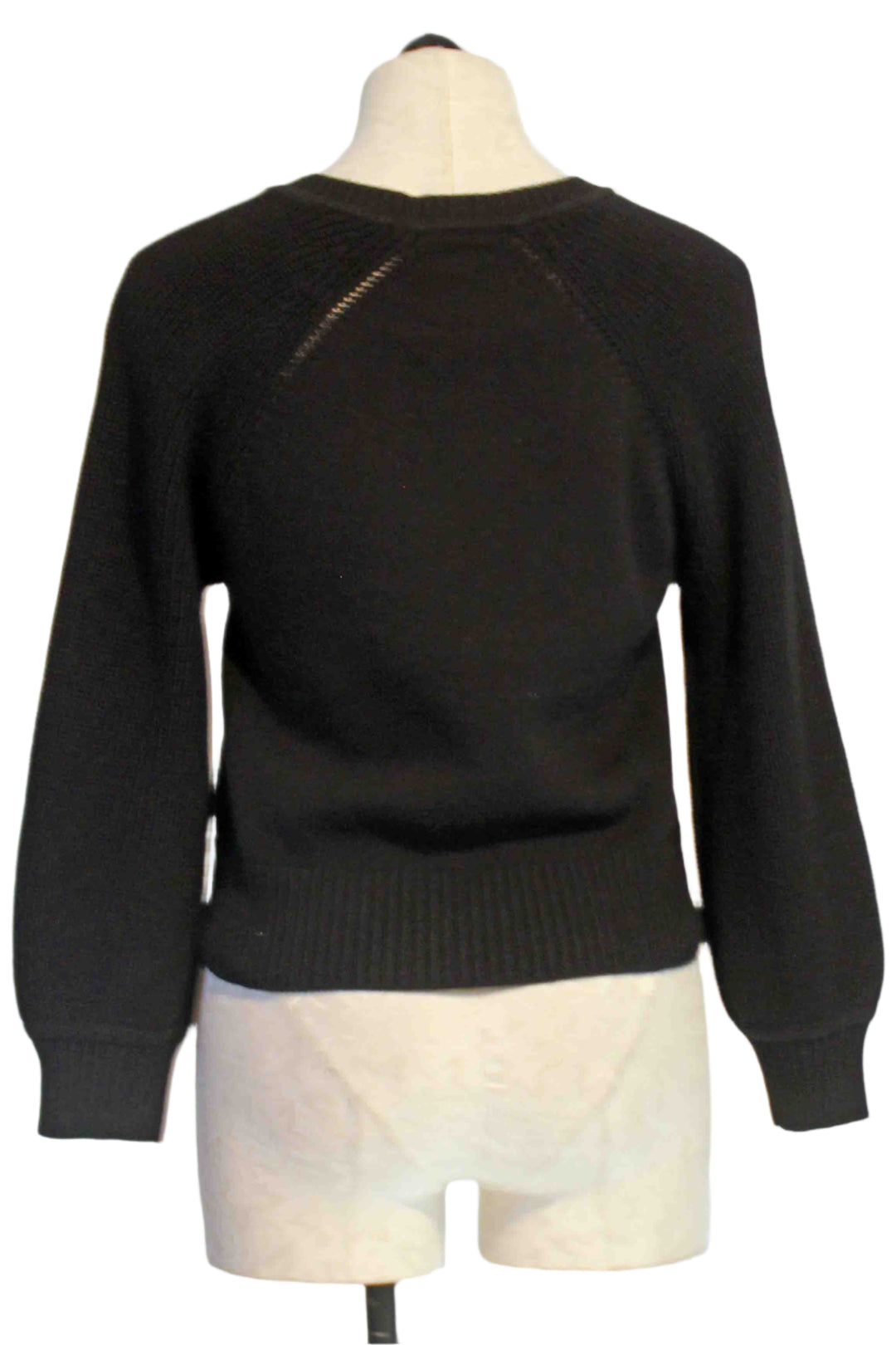 back view of Black Puff Sleeve Pullover Sweater by Kerri Rosenthal