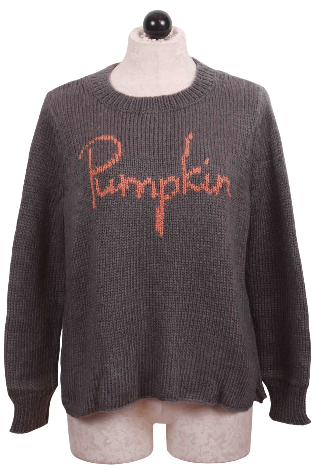 Gunmetal/Georgia Peach colored Pumpkin Crewneck Sweater by Wooden Ships