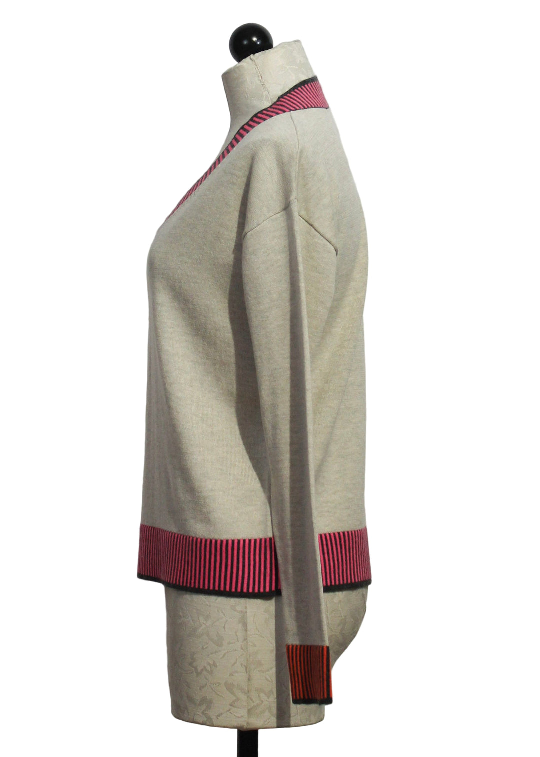 side view of Almond colored Ribbed and Ready Sweater by Lisa Todd 