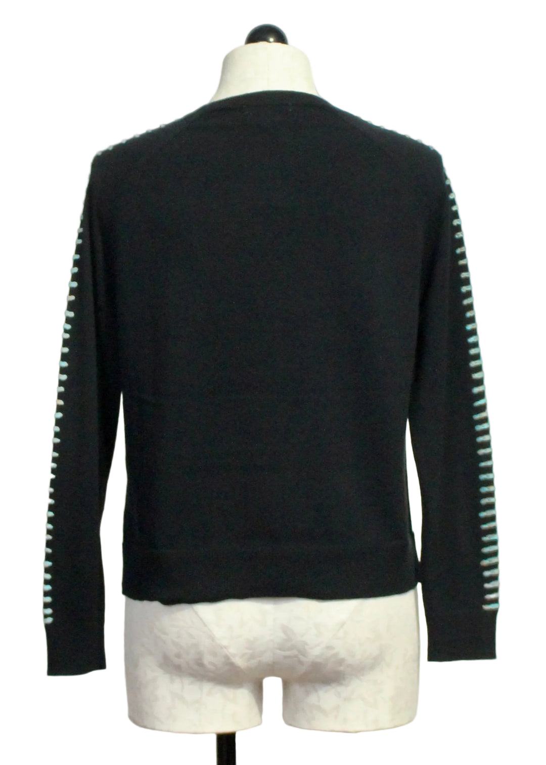 Back view of The Black Stitchy Mix Sweater by Lisa Todd