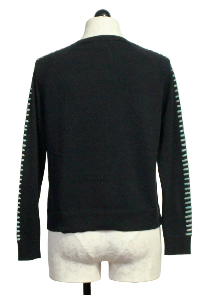 Back view of The Black Stitchy Mix Sweater by Lisa Todd